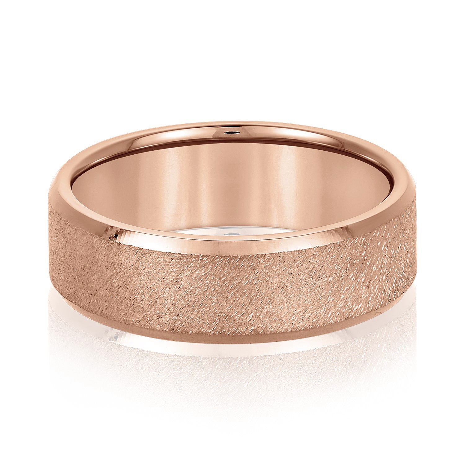 Men's Sandblasted Wedding Ring With High Polish Edges-VIRABYANI